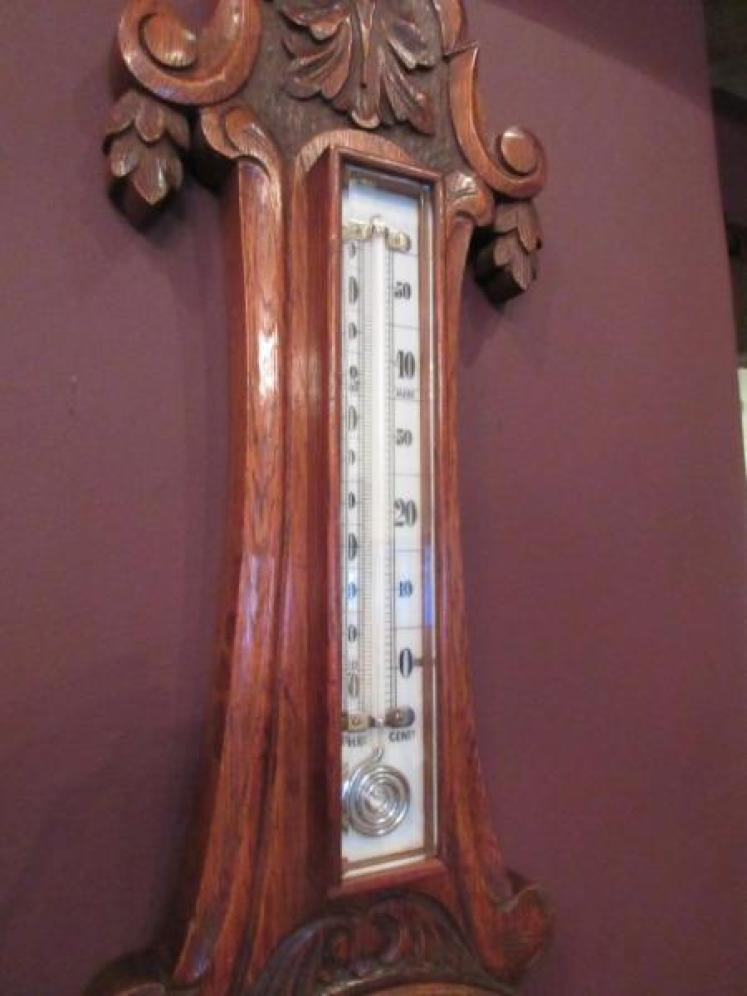 Superb Mid Victorian Polished Oak Banjo Barometer - Image 3
