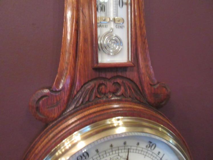Superb Mid Victorian Polished Oak Banjo Barometer - Image 5