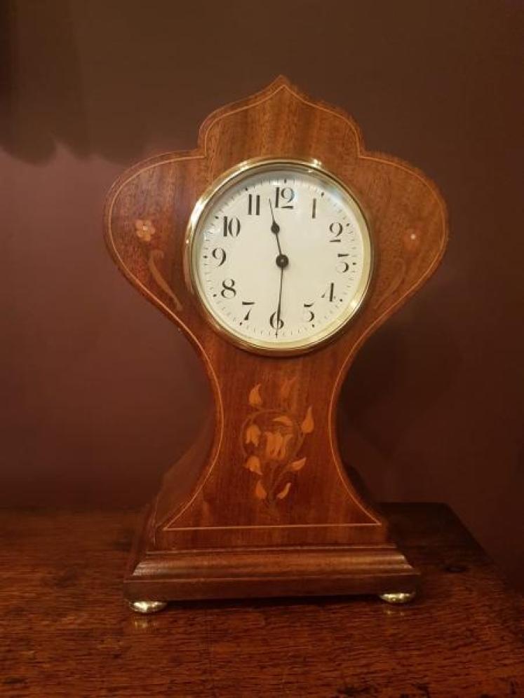 Inlaid Edwardian Mantel Clock - Image 1