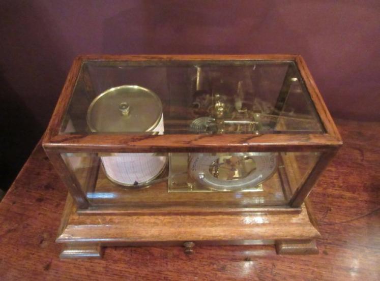 Edwardian Period Oak Cased Barograph & Barometer - Image 5