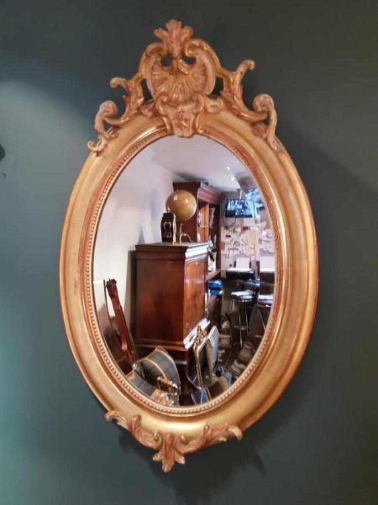 Early Victorian Timber Gilt Oval Mirror - Image 1