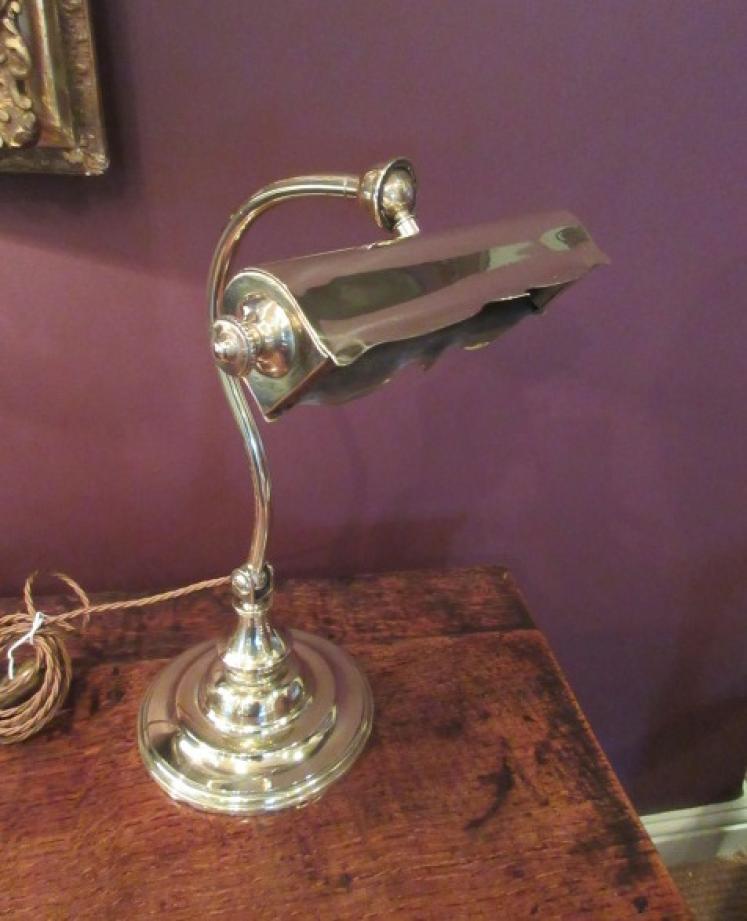 Edwardian Period Cast Brass Adjustable Desk Lamp - Image 1