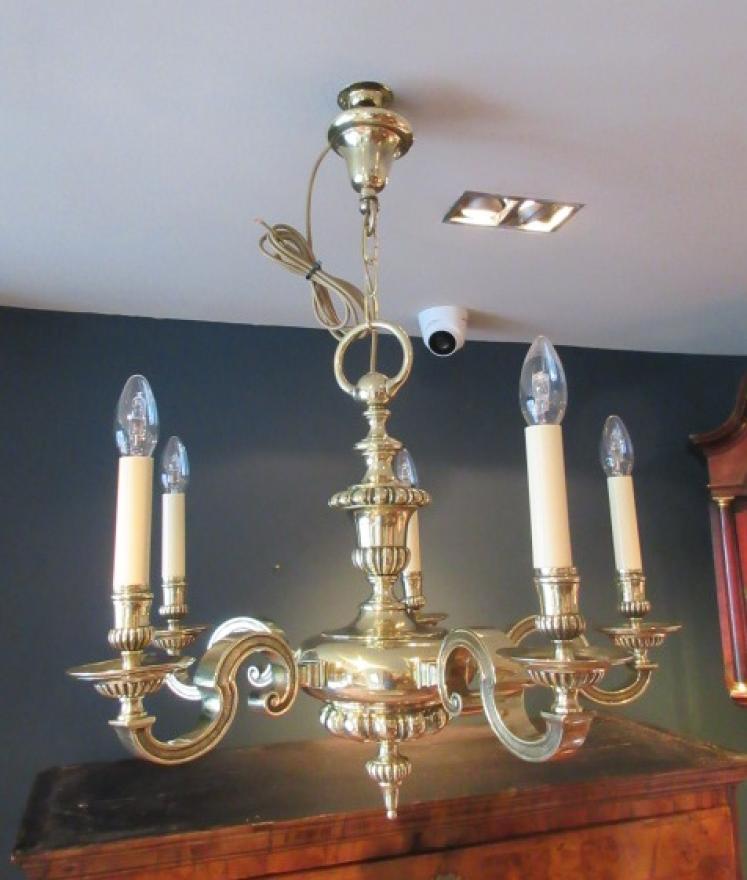 Superb Edwardian Period Bronze Five Arm Chandelier - Image 1