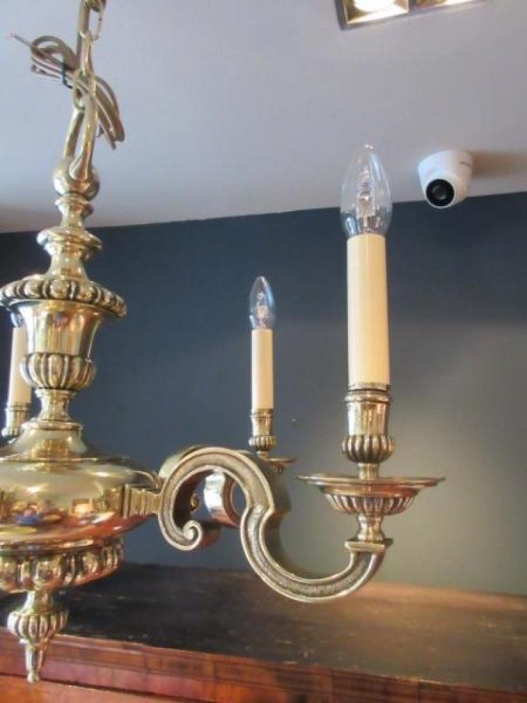 Superb Edwardian Period Bronze Five Arm Chandelier - Image 3