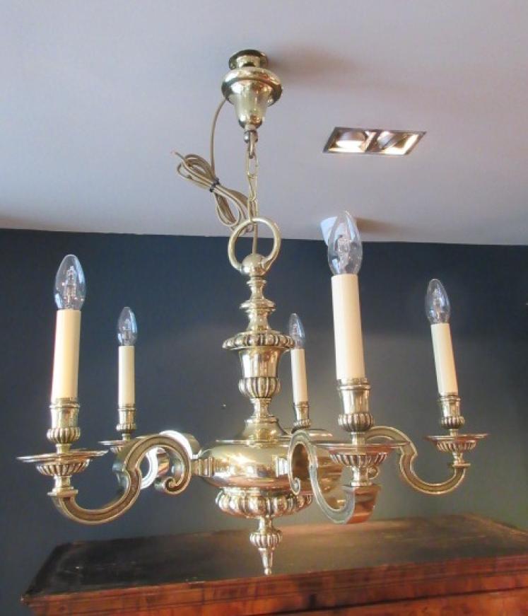 Superb Edwardian Period Bronze Five Arm Chandelier - Image 5