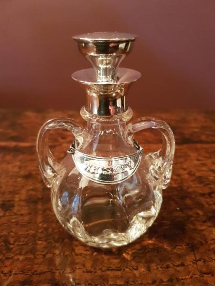 Unusual Silver Mounted Whisky Noggin and Label - Image 1
