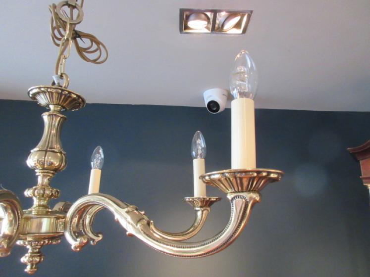 Edwardian Period Cast Brass Six Arm Chandelier - Image 3