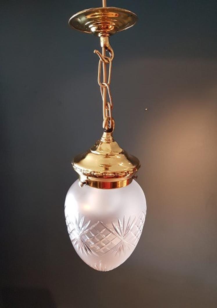 Edwardian Period Crystal Cut Glass Hanging Pendant Light - Image 4