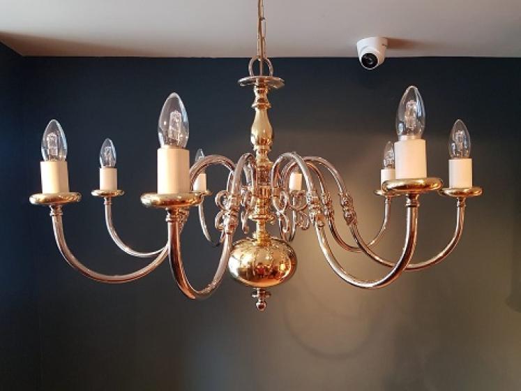 Edwardian Period Brass & Nickel Plated Chandelier - Image 1