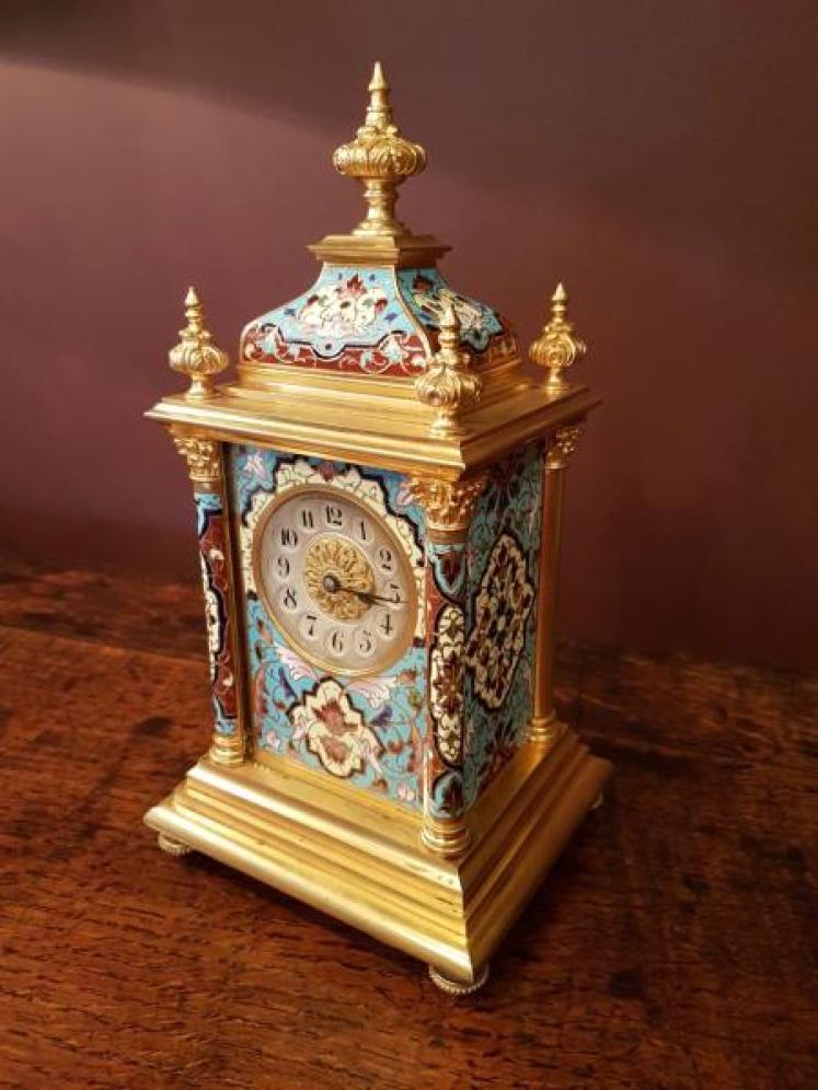 E. M & Co. Paris Champleve Enamel Clock - Image 1