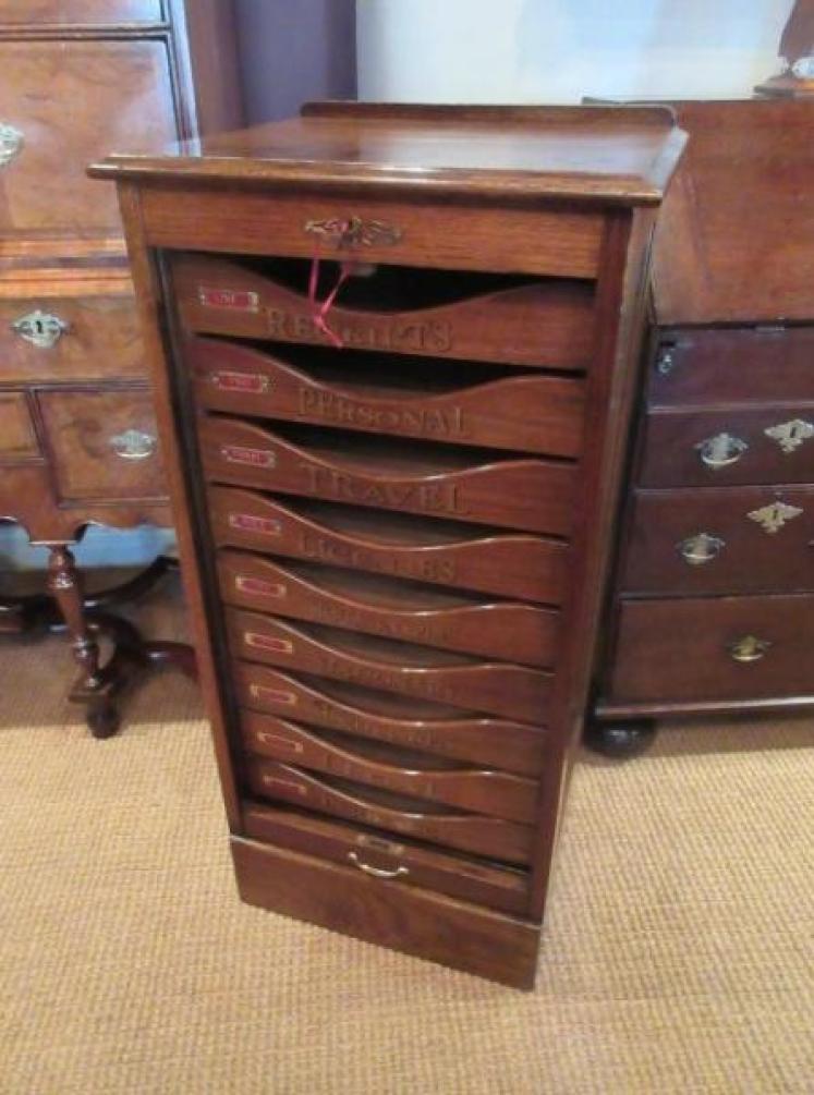 Superb Edwardian Period Antique Sign Written Filing Cabinet - Image 1