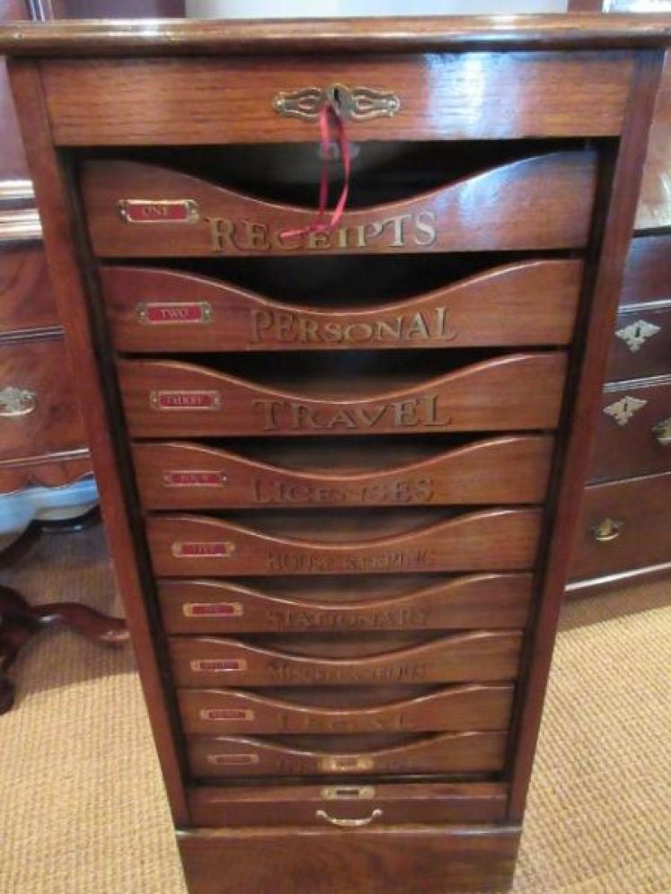 Superb Edwardian Period Antique Sign Written Filing Cabinet - Image 2