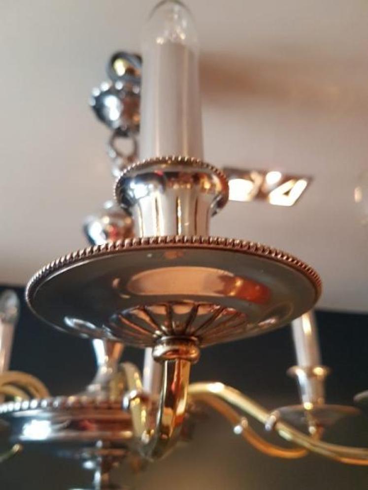 Edwardian Antique Nickel Plated Six Arm Chandelier - Image 5