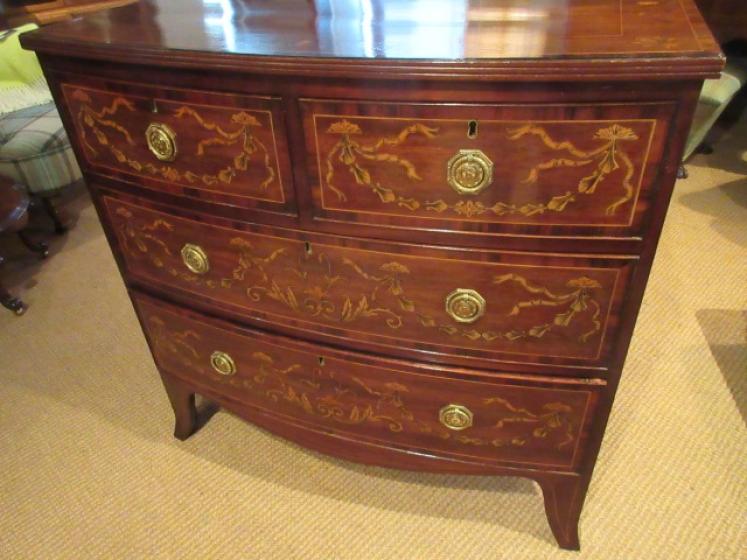 Fine Regency Period Inlaid Bow Front Chest - Image 2