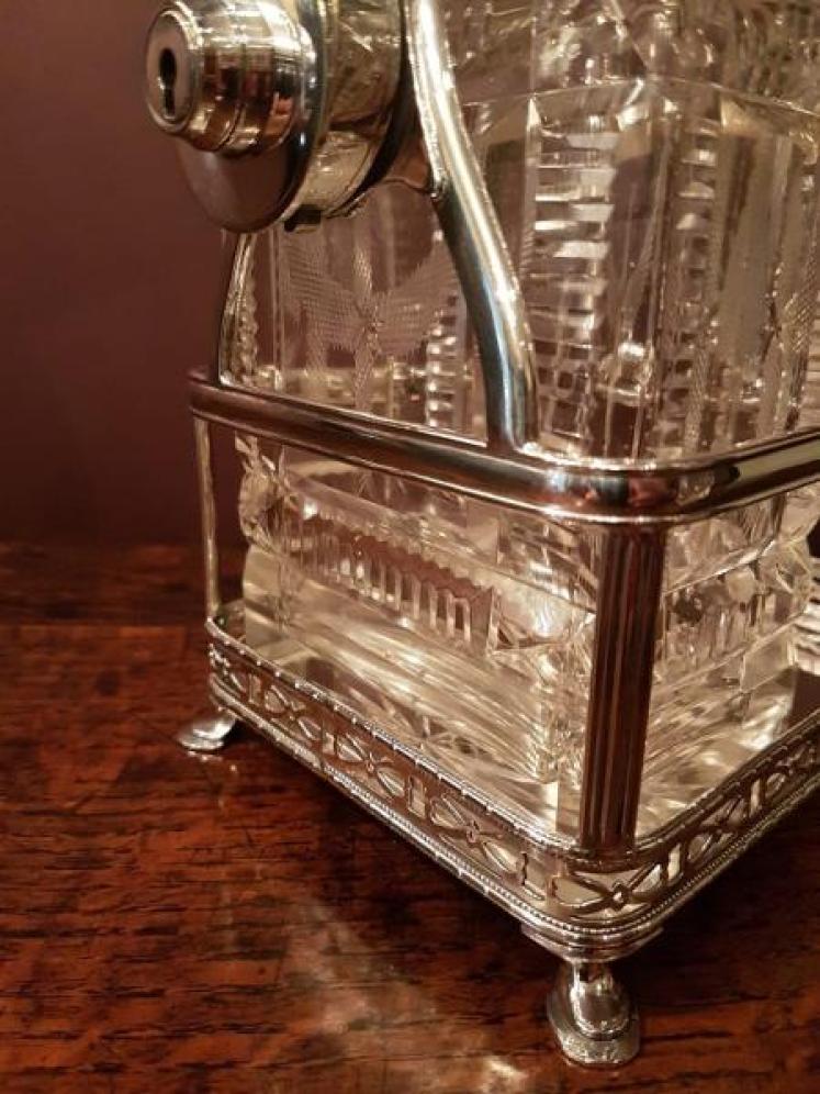 Superb Victorian Crystal Cut Two Bottle Whisky Tantalus - Image 5