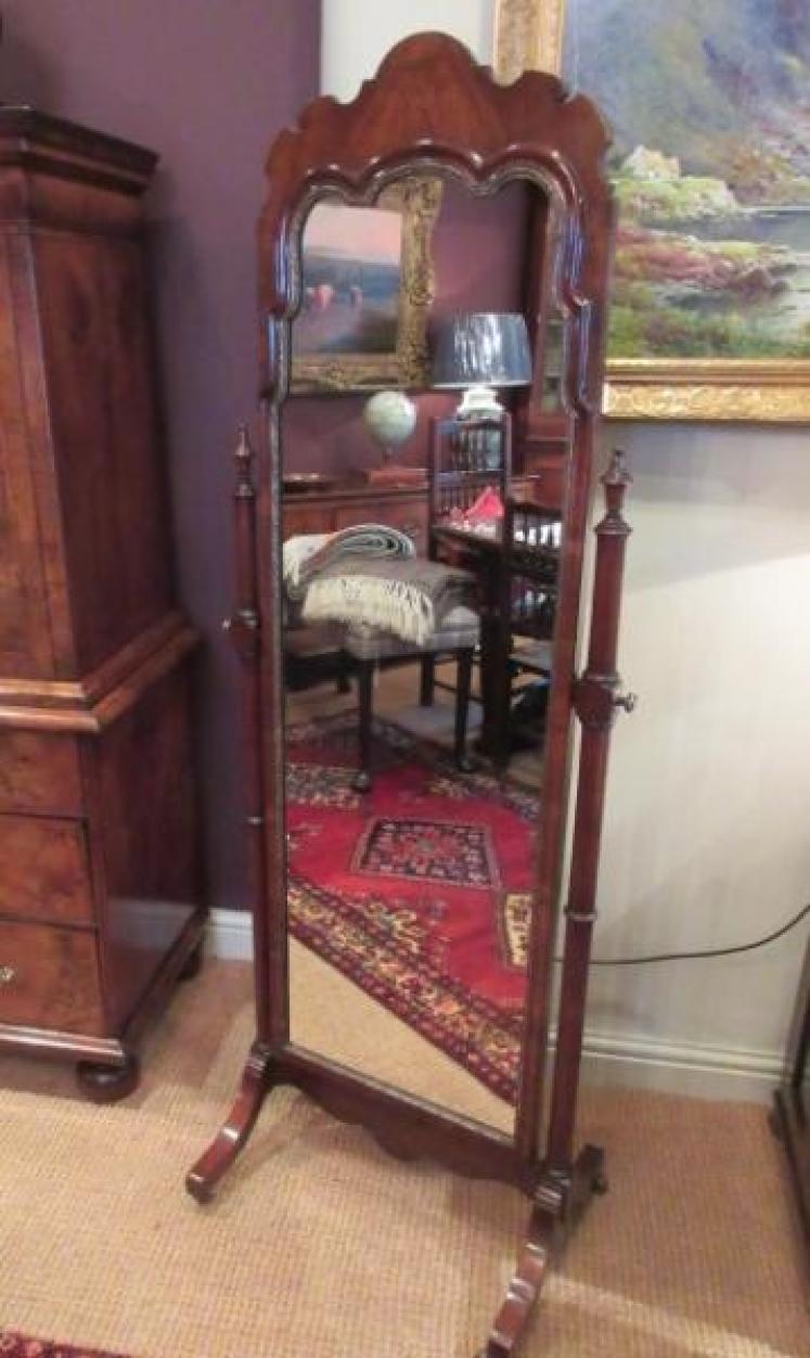 Fine George II Style Walnut Cheval Mirror - Image 1