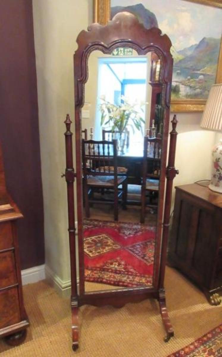 Fine George II Style Walnut Cheval Mirror - Image 5