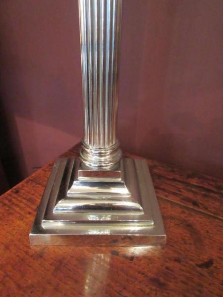 Edwardian Period Silver Plated Corinthian Table Lamp - Image 2