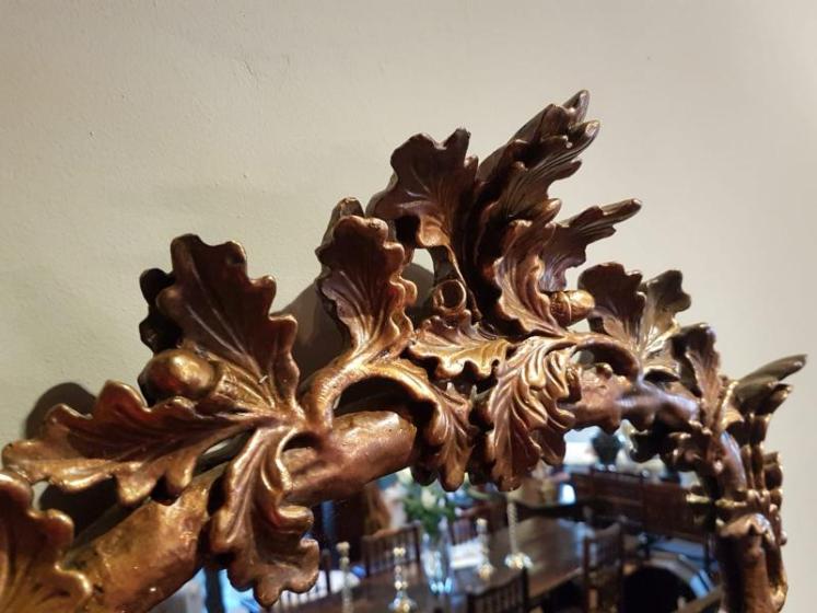 Victorian Timber Gilt Oak Leaf Design Mirror - Image 2