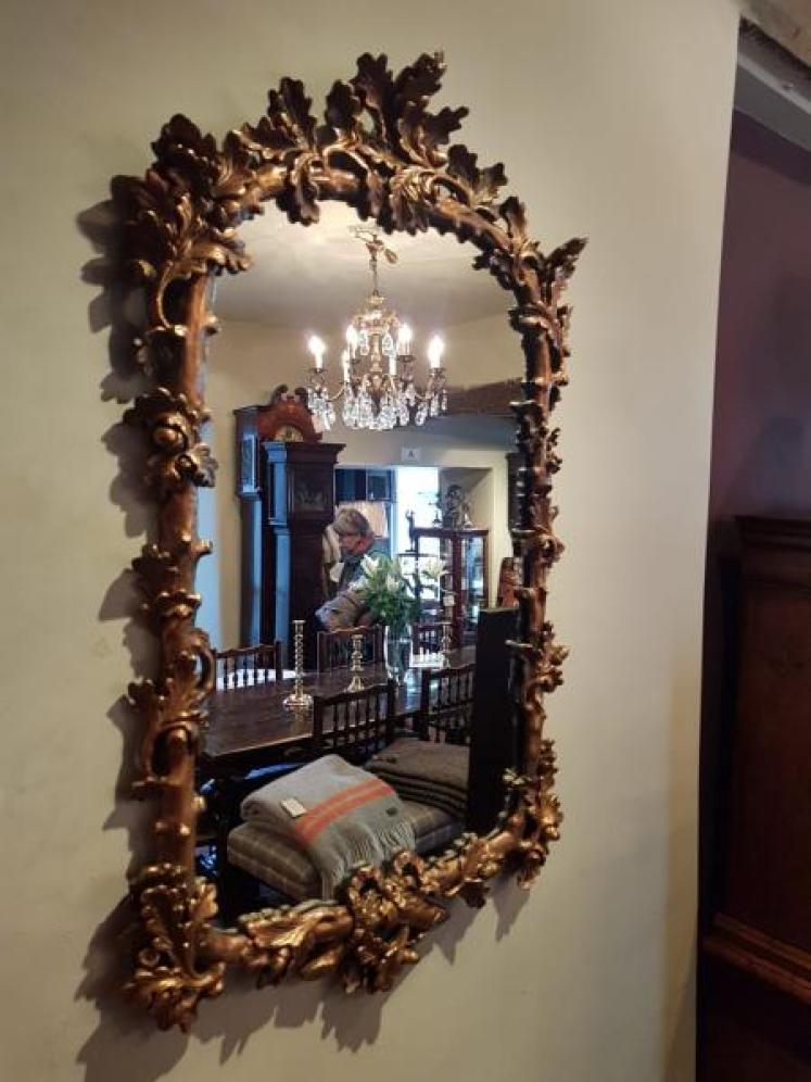 Victorian Timber Gilt Oak Leaf Design Mirror - Image 5