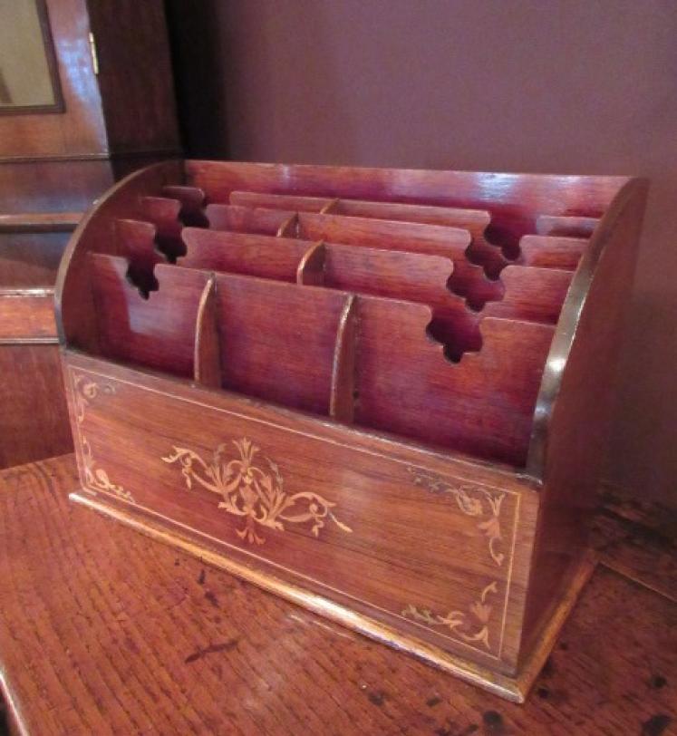 Victorian Rosewood Inlaid Letter Rack - Image 1