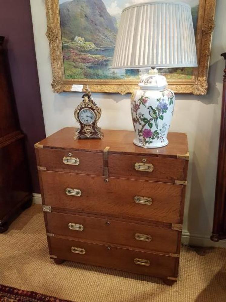Regency Oak Brass Bound Two Piece Military Chest - Image 1