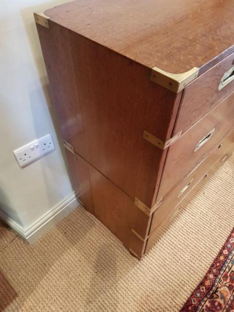 Regency Oak Brass Bound Two Piece Military Chest - Image 2