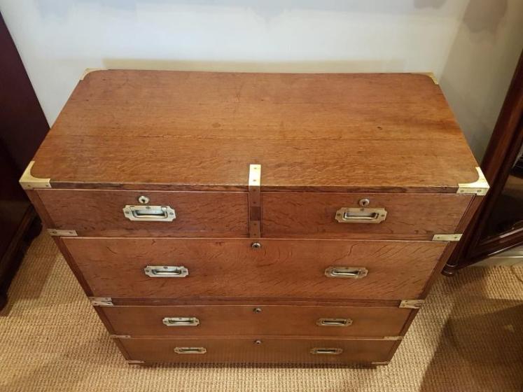 Regency Oak Brass Bound Two Piece Military Chest - Image 3