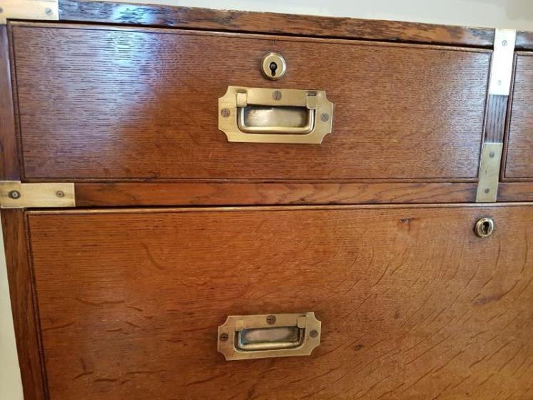 Regency Oak Brass Bound Two Piece Military Chest - Image 4