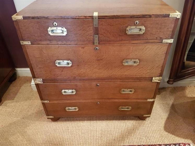 Regency Oak Brass Bound Two Piece Military Chest - Image 5