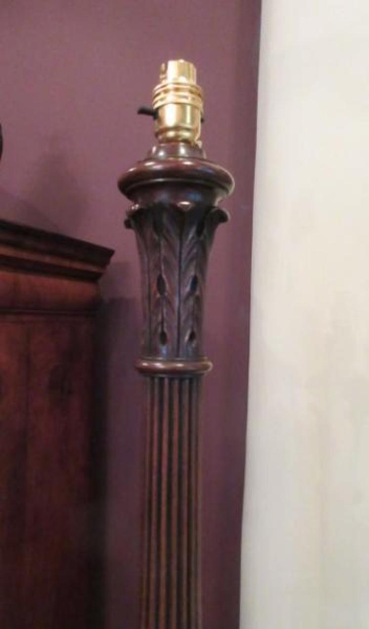 George III Style Mahogany Reeded Lamp Standard - Image 4