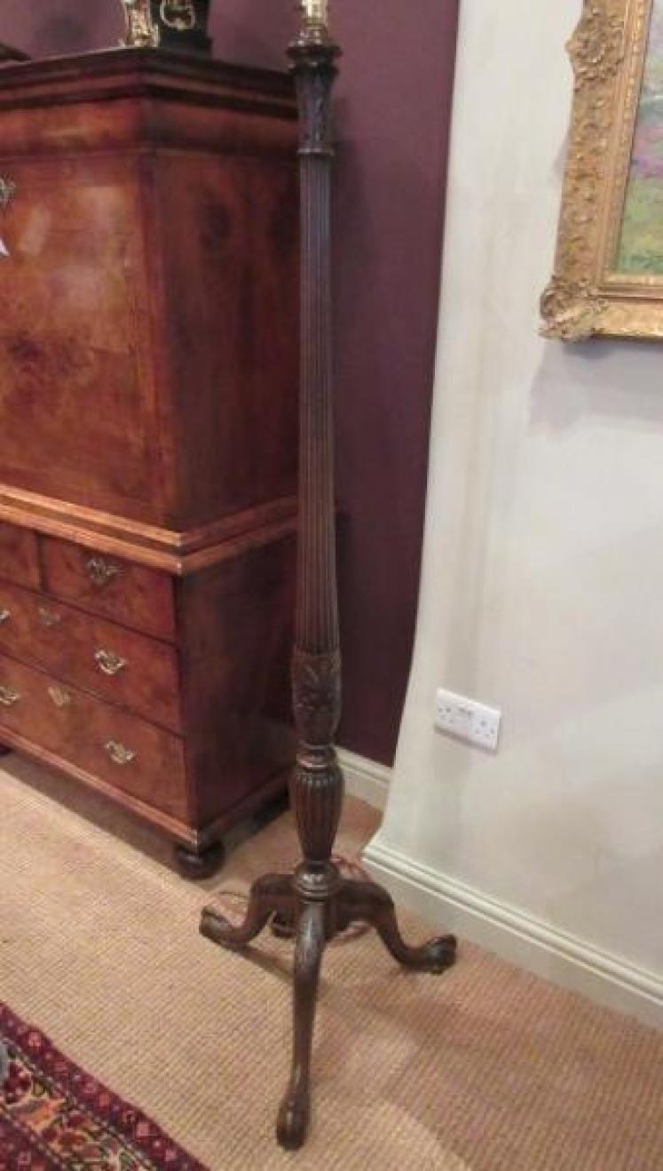 George III Style Mahogany Reeded Lamp Standard - Image 5
