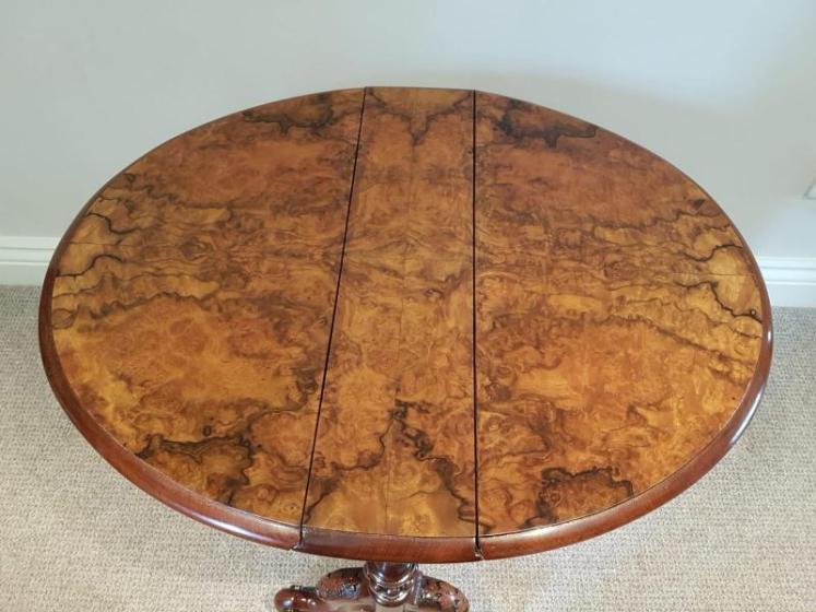 Superb Mid Victorian Burr Walnut Baby Sutherland Table - Image 4