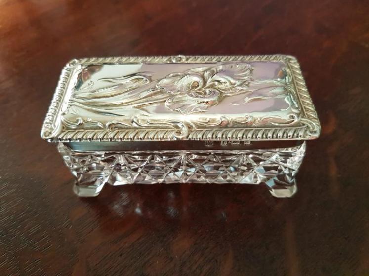 Art Nouveau Silver and Cut Crystal Table Box - Image 1