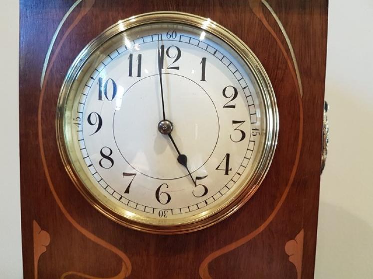 Superb Art Nouveau Mother of Pearl Inlaid Mantel Clock - Image 2