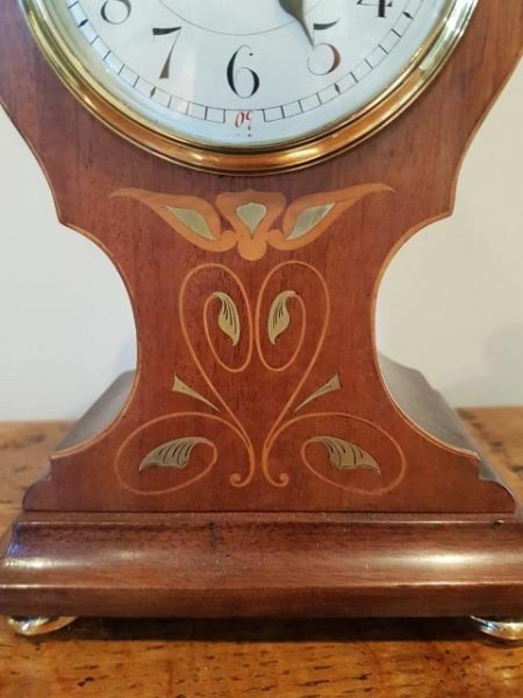 Art Nouveau Period Inlaid Shaped Mantel Clock - Image 3