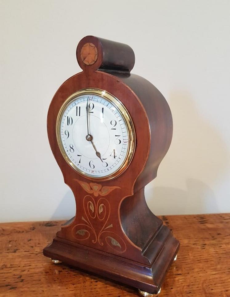 Art Nouveau Period Inlaid Shaped Mantel Clock - Image 5