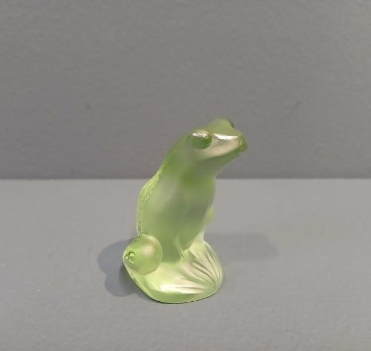 Lalique Light Green Opalescent Frog - Image 1