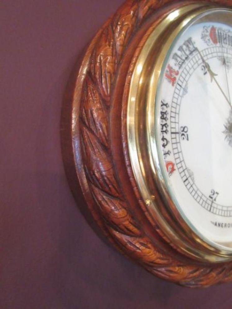 Large Mid Victorian Polished Oak Ship's Barometer - Image 3