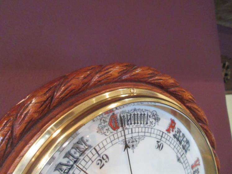 Large Mid Victorian Polished Oak Ship's Barometer - Image 4