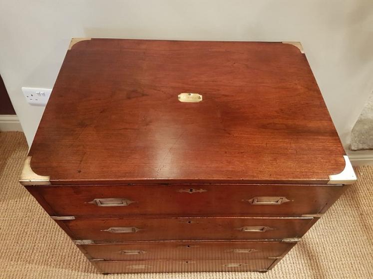 Very Small Regency Period Camphor Wood Military Chest - Image 3