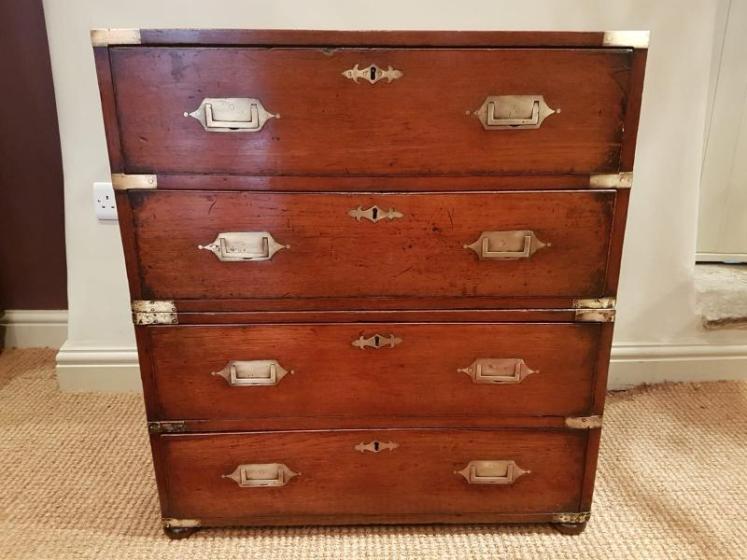 Very Small Regency Period Camphor Wood Military Chest - Image 5