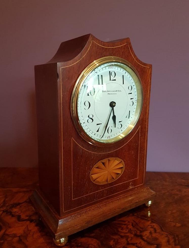 Edwardian Period Antique Sheraton Inlaid Mantel Clock - Image 1