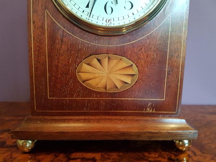 Edwardian Period Antique Sheraton Inlaid Mantel Clock - Image 3