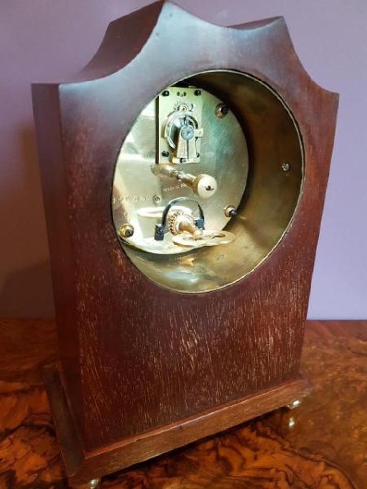 Edwardian Period Antique Sheraton Inlaid Mantel Clock - Image 4