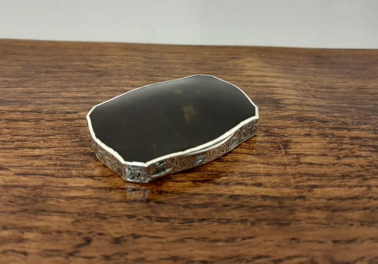 Fine Antique Silver & Tortoiseshell Shaped Trinket Box - Image 1