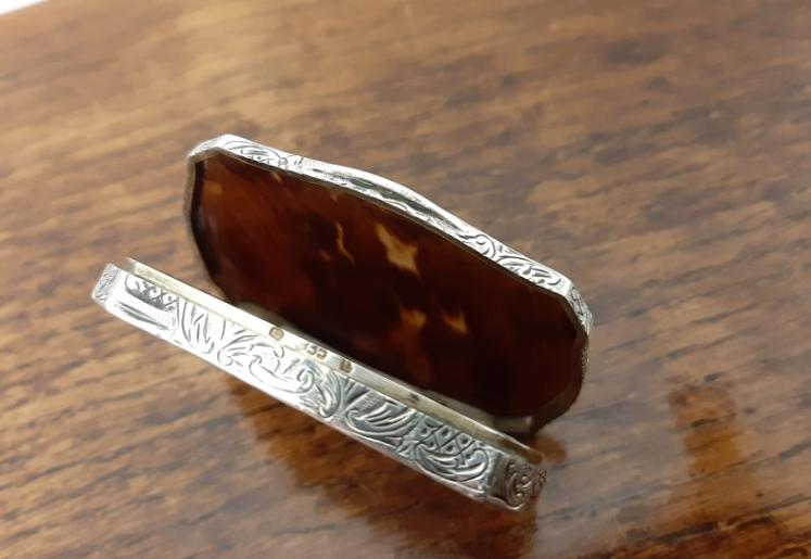 Fine Antique Silver & Tortoiseshell Shaped Trinket Box - Image 4