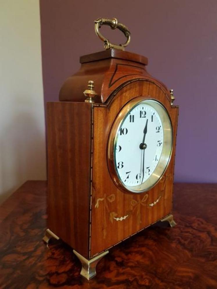 Edwardian Inlaid Satinwood Mantel Clock - Image 5