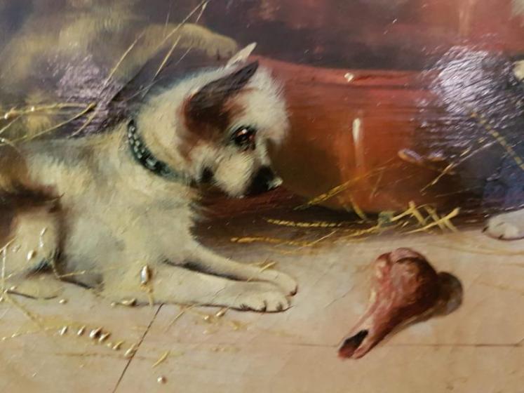 Victorian Oil on Canvass Terriers by Frank W Cassell - Image 3