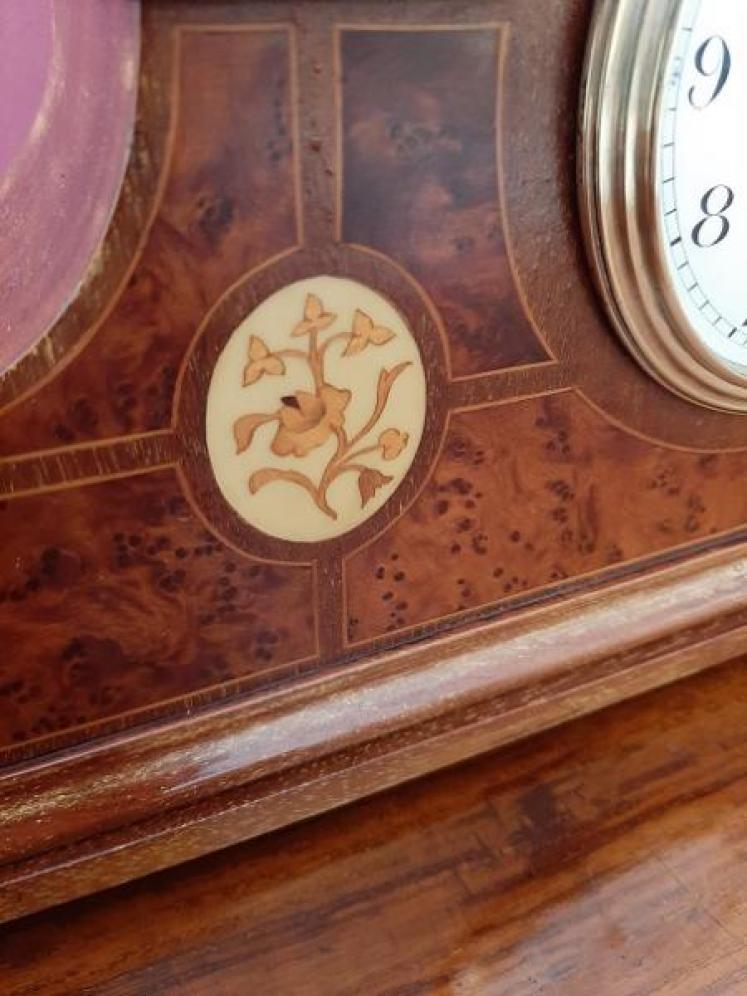 Edwardian Period Antique Inlaid Shaped Mantel Clock - Image 3
